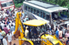 Kasargod :  1 killed, 30 injured in bus-truck collision at Bevinje